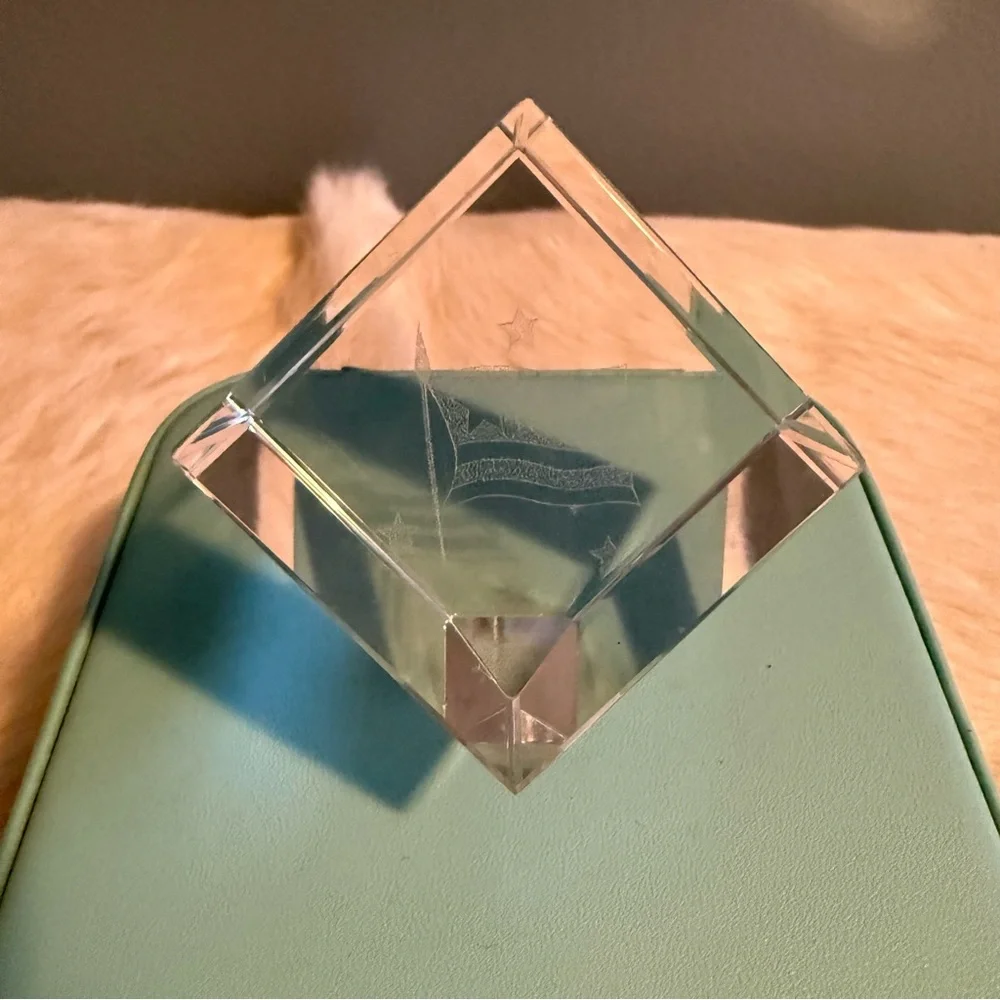 3D Laser Etched American Flag Crystal Paperweight